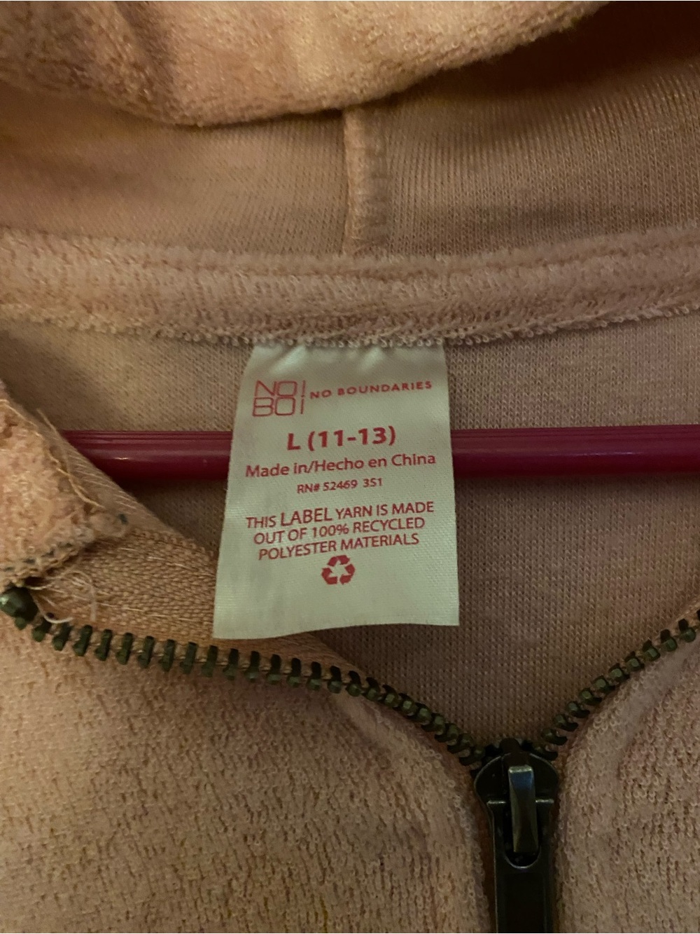 No Boundaries Light Pink Full-Zip Hoodie